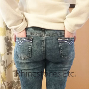 rhinestone pocket jeans